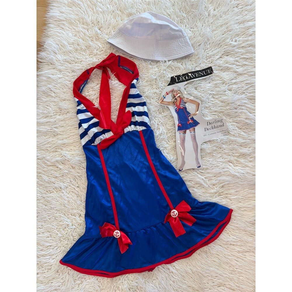 Leg Avenue Sailor Costume Set Womens XS Multicolor Dress & Hat Nautical Sexy - Picture 7 of 13